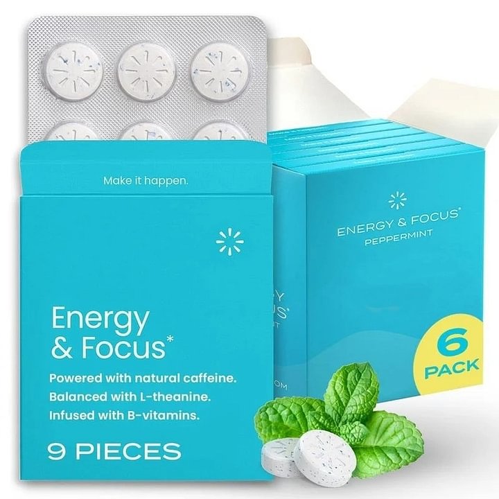 ENERGY & FOCUS™ Caffeine Nootropics for Energy & Focus -Sugar-Free with L-theanine, Caffeine, Vitamin B12& Vitamin B6 - Peppermint Flavor-Shop