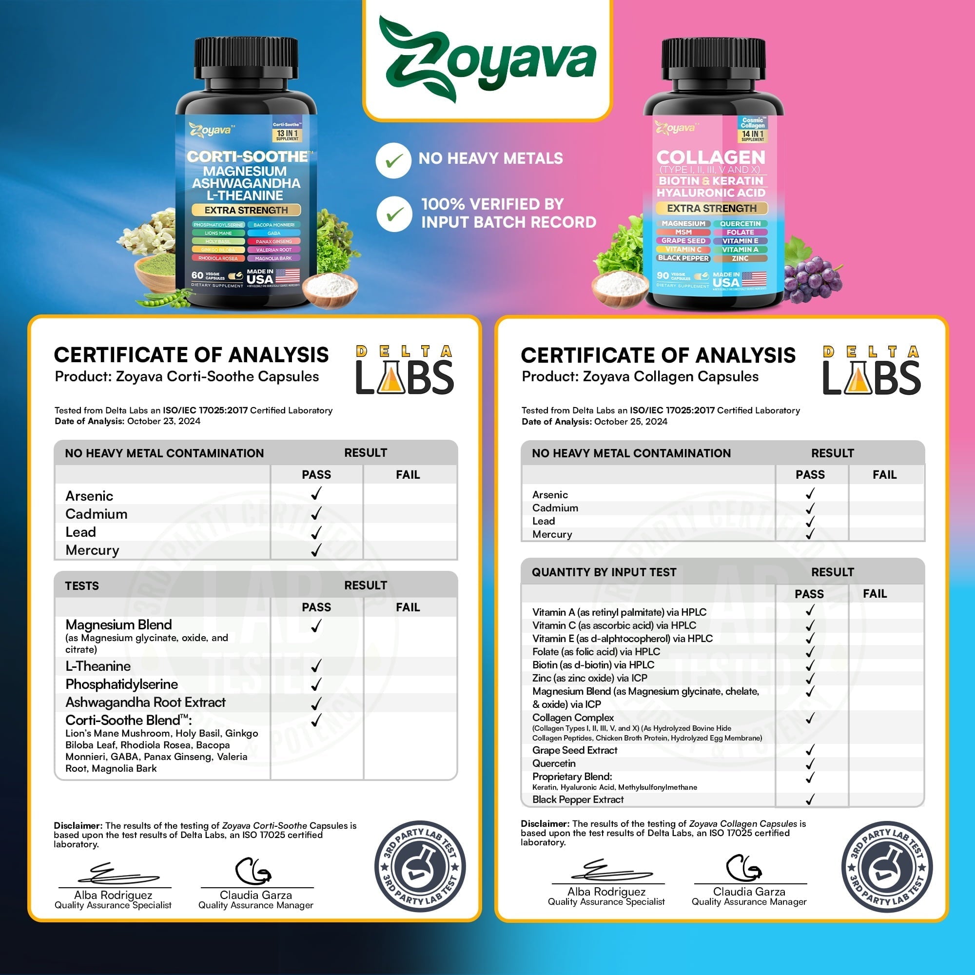 Zoyava Shining Serenity Set - Cortisol Support with Ashwagandha, L-Theanine, Magnesium, Lions Mane, Holy Basil & Collagen Type I, II, III, V, X with Biotin, Hyaluronic Acid, Keratin, and Folate-Shop