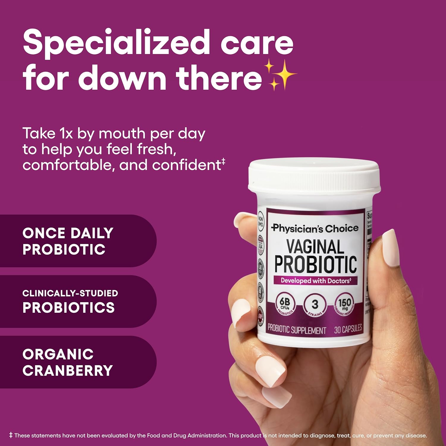 Women’s Vaginal Probiotics Advanced pH, Odor & Yeast Support 6 Billion CFU with Organic Prebiotics & Cranberry Feminine Health Formula 30 Capsules-Shop