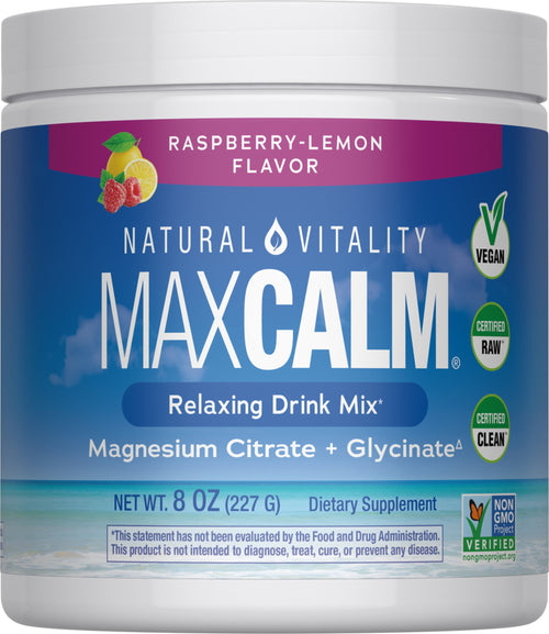 Calm Magnesium Powder | Raspberry Lemon Flavor | 16 oz | by Natural Vitality