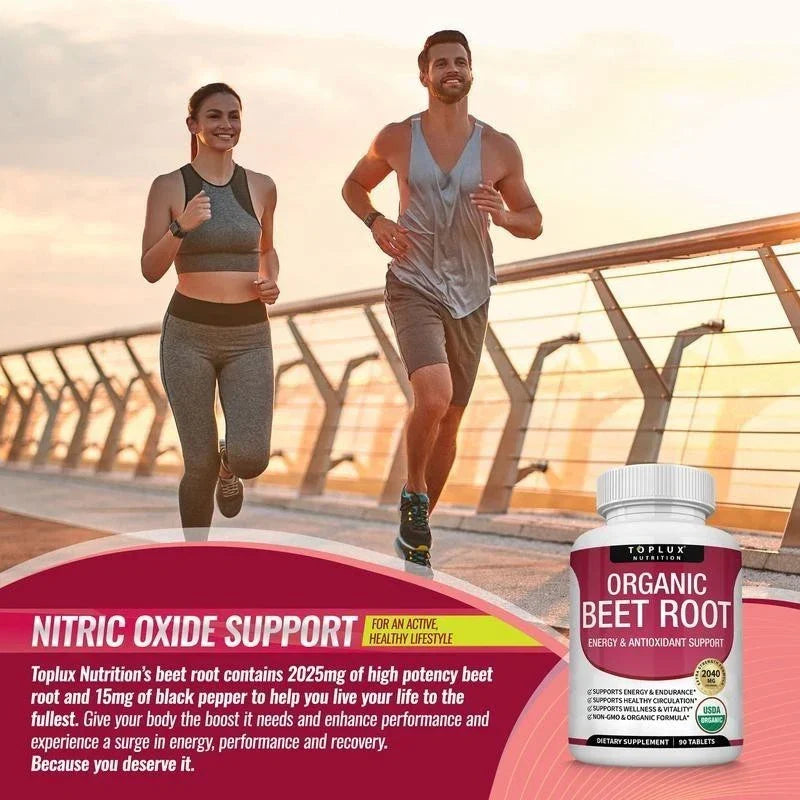 '-TopLux Organic Beet Root 2040mg –90Tablets – Energy, Circulation & Antioxidant-