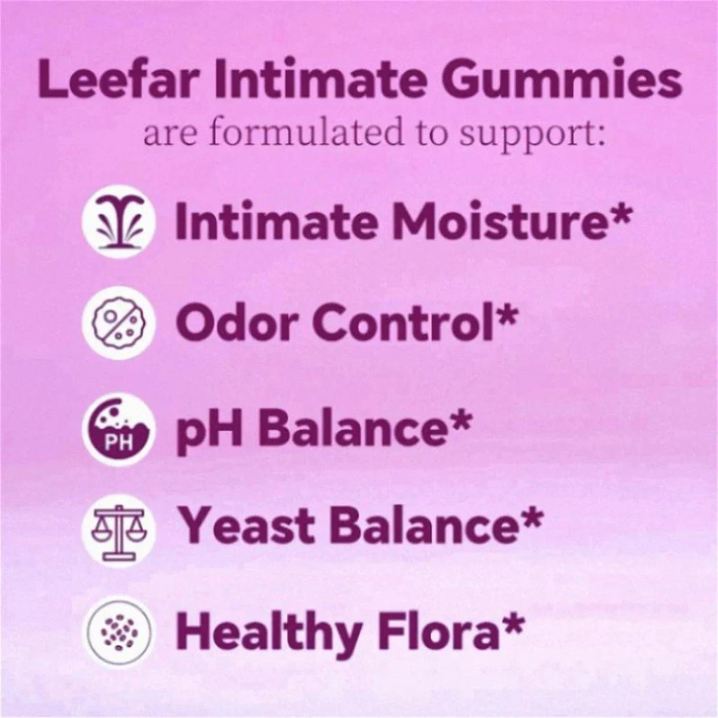 LEEFAR Feminine Probiotics Gummies - Slippery Elm & Prebiotics for pH Balance